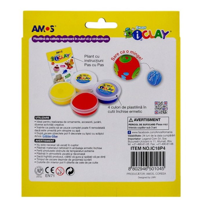 Plastilina Amos 4 Culori / Set 18g / Buc P86 [5]