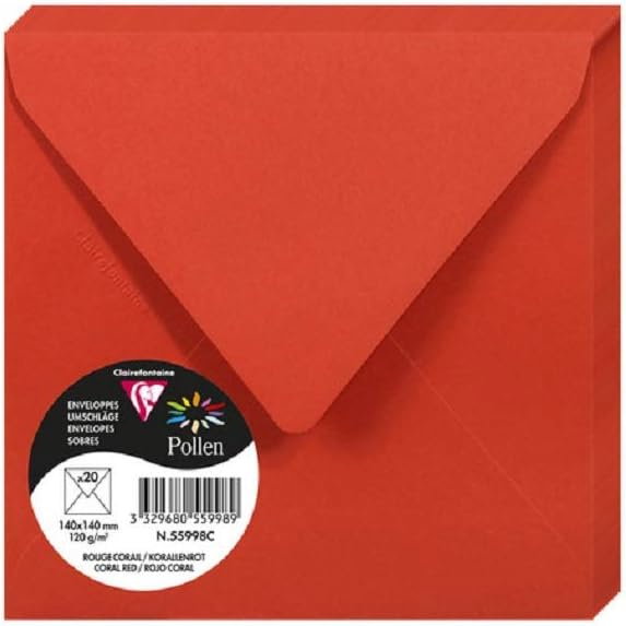 Set 20 Plicuri Pătrate Clairefontaine Roșu Coral 14x14 [1]