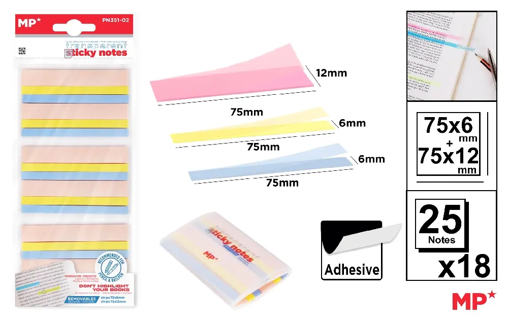POST IT ADEZIV TRANSLUCID IPB 75*6-75*12MM CULORI PASTEL PN351-02 [1]