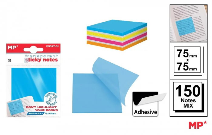 POST IT ADEZIV TRANSLUCID IPB 75*75MM 150/SET MIX PN347-01 [1]