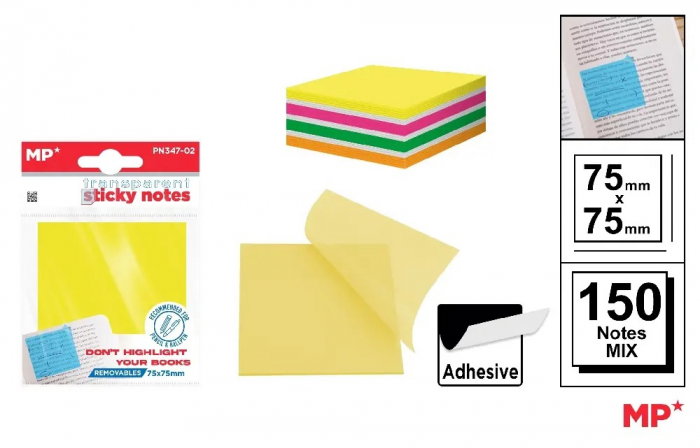 POST IT ADEZIV TRANSLUCID IPB 75*75MM 150/SET MIX PN347-02 [1]