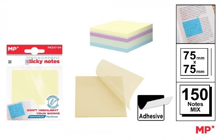 POST IT ADEZIV TRANSLUCID IPB 75*75MM 150/SET MIX PN347-04 [1]