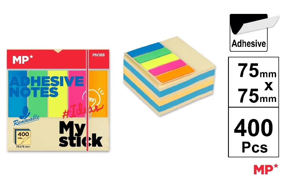 POST IT CUB IPB 75*75MM CU STICK INDEX STEAG 400/SET COLOR PN188 [1]