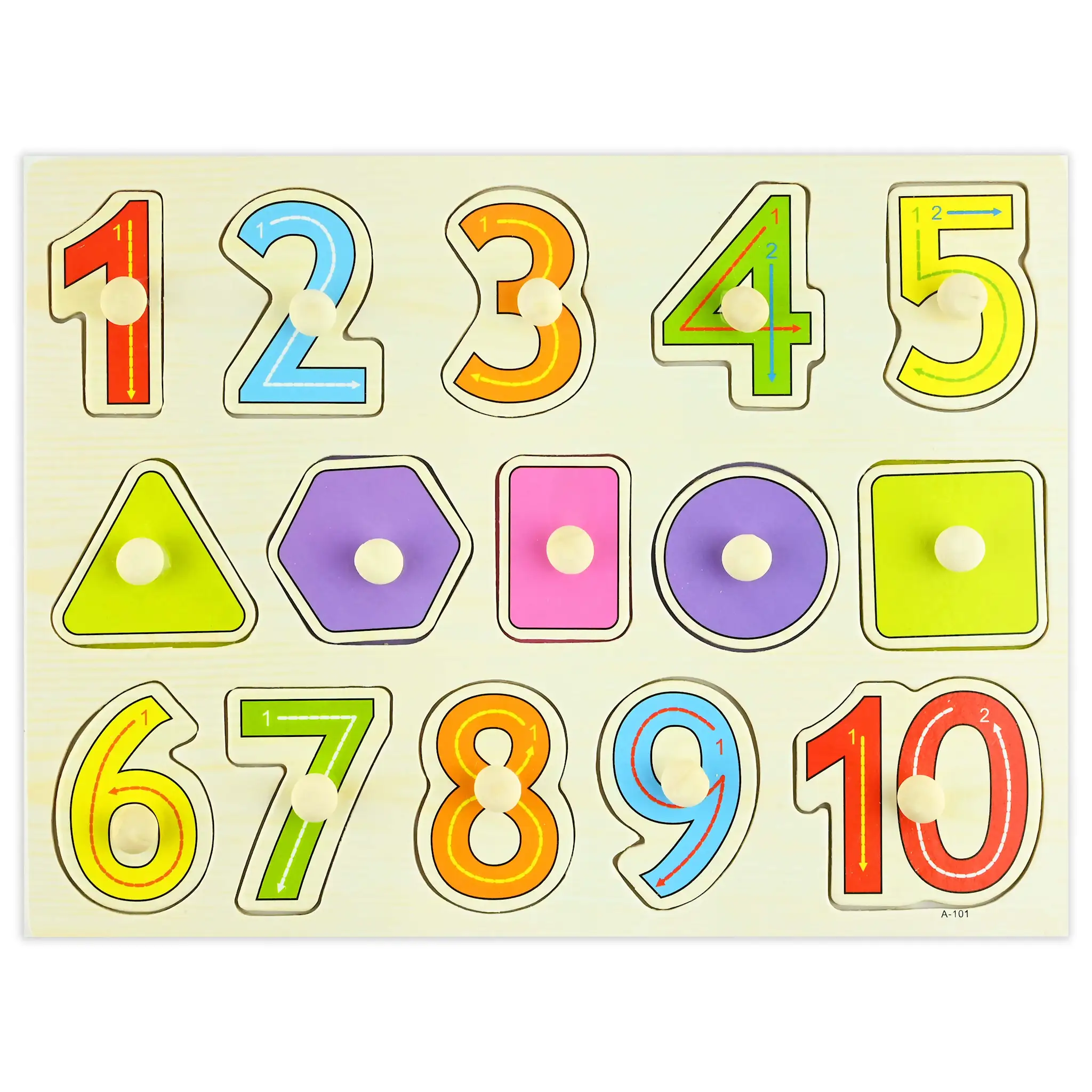 PUZZLE CU NUMERE SI FORME GEOMETRICE DIN LEMN 30CM 28922 [1]