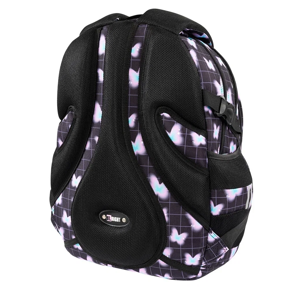 Rucsac școală St.Right Pastel Butterfly, ghiozdan tip rucsac impermeabil cu 4 compartimente, pentru gimnaziu, liceu, facultate și drumeții, disponibil pe IPB. [5]