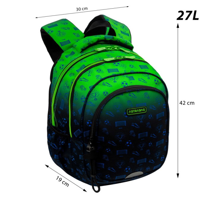 Rucsac Scolar 3 Compartimente Astrabag Ombre Football AB300 [3]
