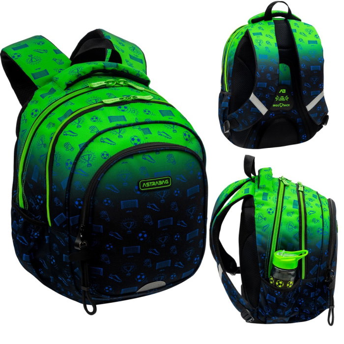 Rucsac Scolar 3 Compartimente Astrabag Ombre Football AB300 [2]