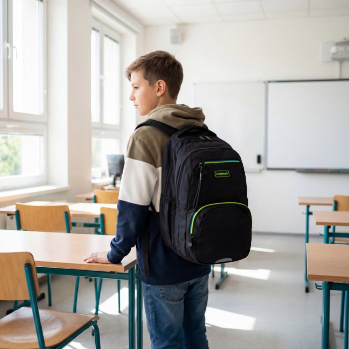 Rucsac Scolar 3 Compartimente Head Black Green Blue AB200 [7]