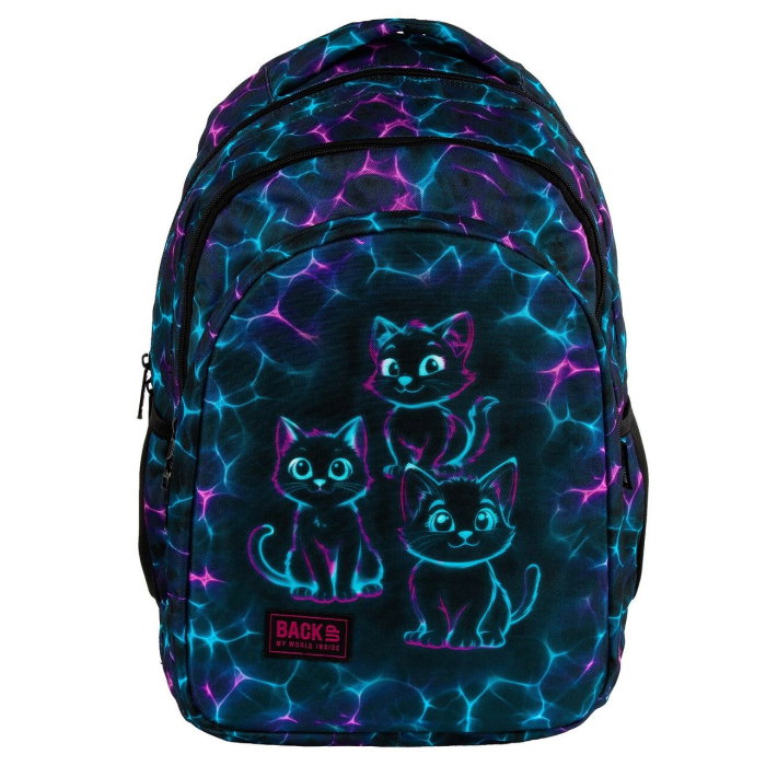 Rucsac Școlar BackUP 3 Compartimente Cats Neon Vibes [3]