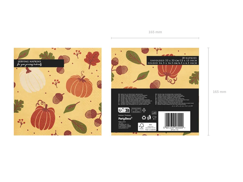 Servetele Hartie 33x33cm Pumpkins and Acorns Orange 20/set SP33-119 [6]