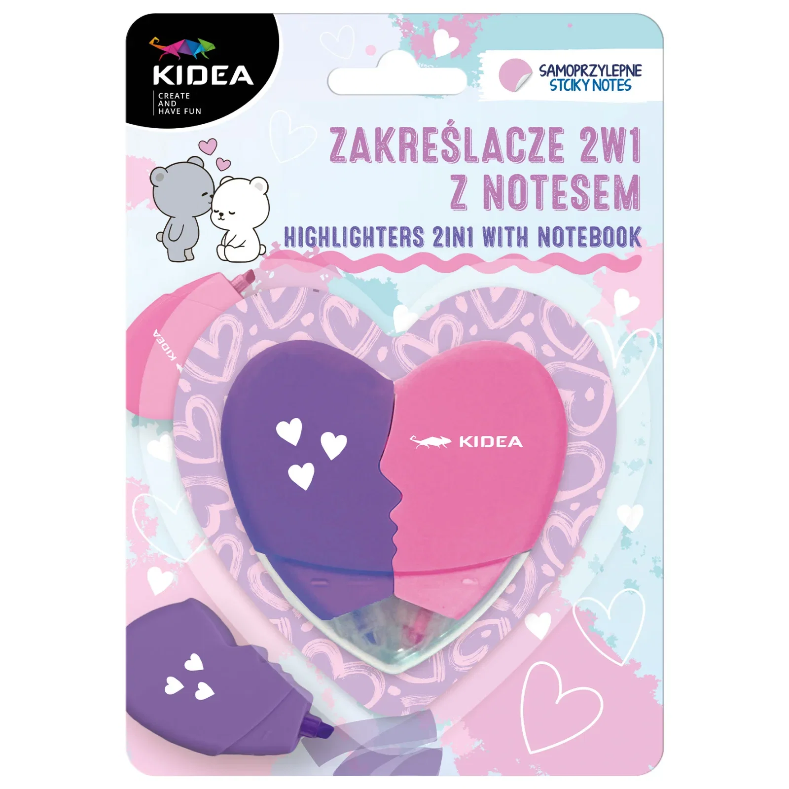 Set 2 Textmarkere Mini Inimă + Notes Adeziv Kidea [1]