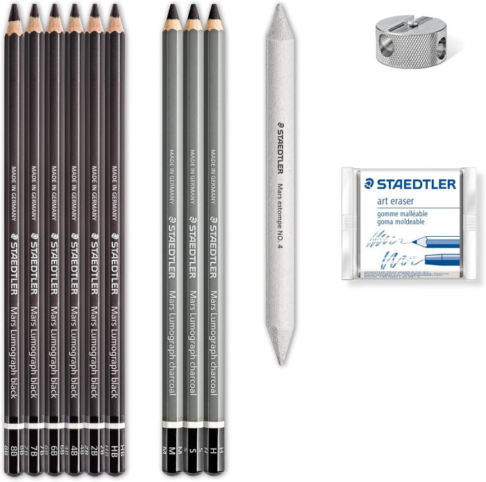 Set Pentru Desen si Schite Mars Lumograph Staedtler 12 Piese 61 100C [3]
