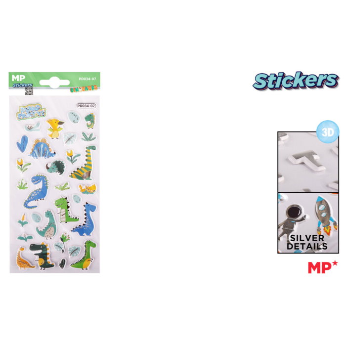 Set Stickere 3D Autocolante Dinozauri MP PD034-07 - Decorare Creativă [1]