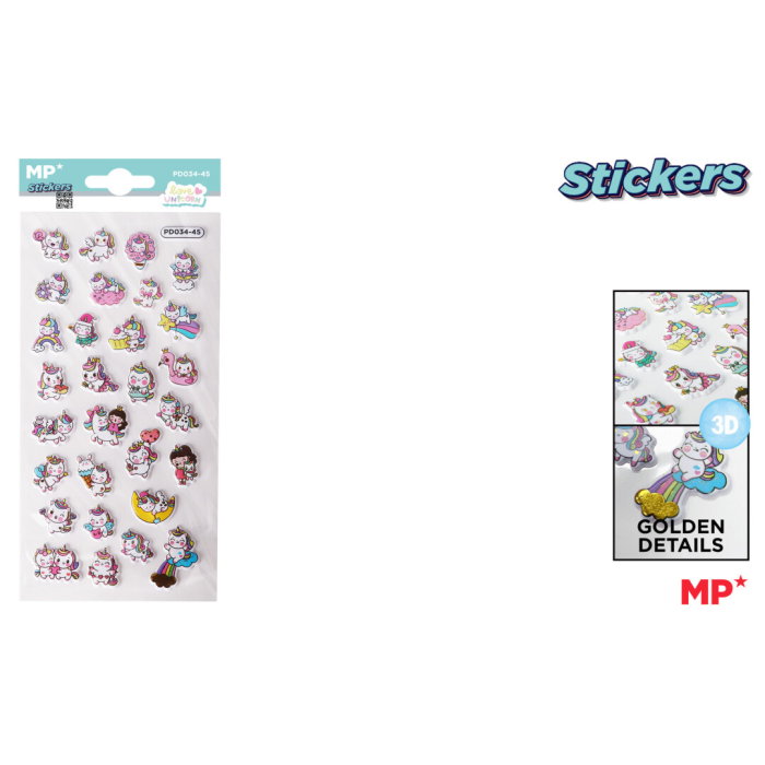 Set Stickere 3D Autocolante Unicorni Drăguți MP PD034-45 - Decor Magic [1]