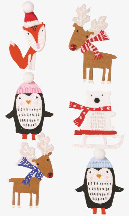 STICKER DECOR 7.5*16.5CM ANIMALE CRACIUN 6 PCS 3780701 [1]