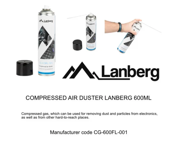 Spray Curățare Aer Comprimat Lanberg 600ml CG-600FL-001 - Anti-praf Electronică [4]