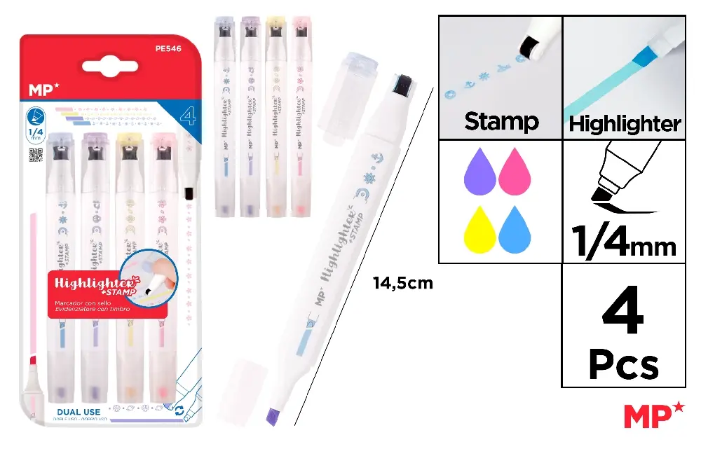 TEXTMARKER 1/4MM IPB CU BANDA ADEZIVA DECORATIVA 2 IN 1 4/SET PE546 [1]