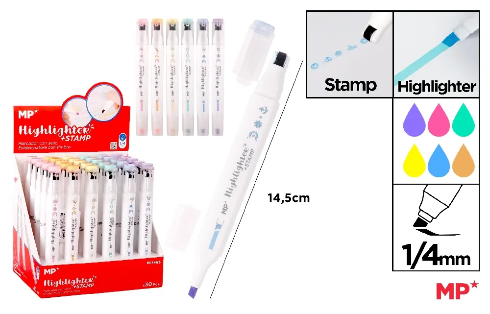 TEXTMARKER 1/4MM IPB CU BANDA ADEZIVA DECORATIVA 2 IN 1 DIVERSE CULORI PE546S [1]