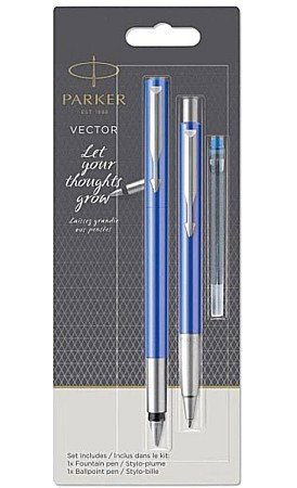 Seturi Instrumente de lux - PARKER SET VECTOR STILOU + PIX + REZERVA STILOU, ALBASTRU, PENITA M 160287