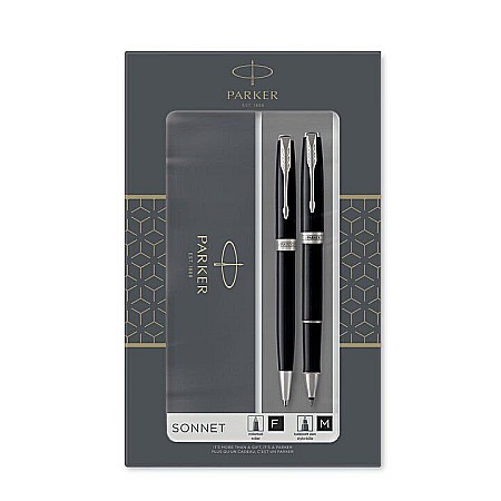 Seturi Instrumente de lux - PARKER SET SONNET DUO ROLLER + PIX CT, BLACK AND SILVER 160398