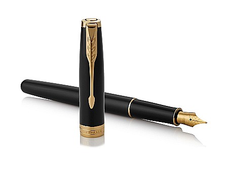 PARKER SET SONNET DUO STILOU + ROLLER GT, PENITA M, BLACK LACQUER AND GOLD 160394 [1]