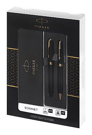 PARKER SET SONNET DUO STILOU + ROLLER GT, PENITA M, BLACK LACQUER AND GOLD 160394 [7]
