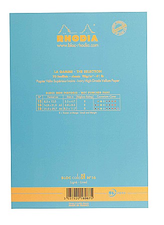 BLOC NOTES 14.8*21CM 70F DR 90GR TURCOAZ RHODIA COLOR PAD 16967C [2]