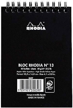 BLOC NOTES A6 SPIRA 80F DOT PAD BLACK RHODIA 135039C [2]