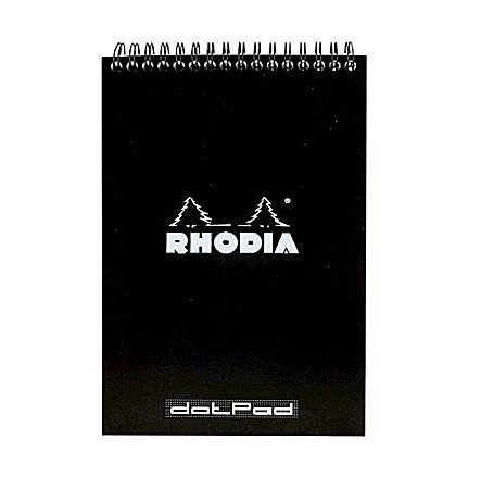 Caiete pentru studenti - RH BLOC NOTES A5 SPIRA 80F DOTS BLACK RHODIA 165039C