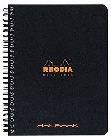 Caiete pentru studenti - RH BLOC NOTES A5 SPIRA 80F DOTS BLACK RHODIA 193439C