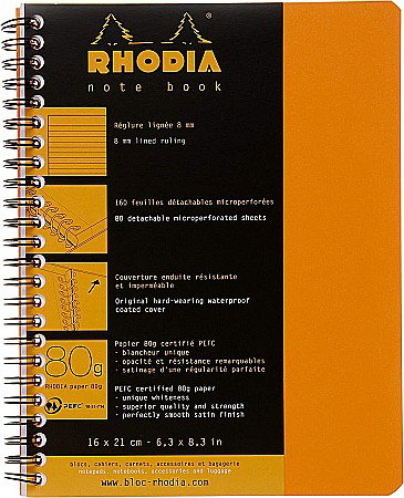 Carnetele, notesuri pt studenti - RH BLOC NOTES A5+ SPIRA 80F DR ORANGE RHODIA 193468C