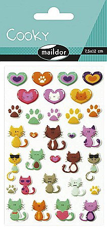 Etichete scolare si stickere - CF STICKER 3D COOKY 7.5*12CM MAILDOR PISICI SI INIMI 560500C