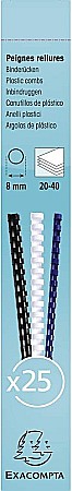 Inele pentru indosariat - EX INEL PLASTIC 8MM 20-40 COLI 25/SET ALB 76200E