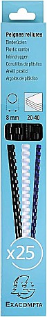 Inele pentru indosariat - EX INEL PLASTIC 8MM 20-40 COLI 25/SET NEGRU 76201E