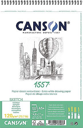 Blocuri de desen profesionale - PR BLOC SCHITE CANSON 1557 A5 SPIRA 120GR 50 FILE 31412A000