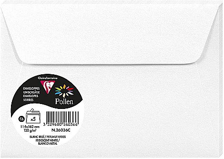 Plicuri invitatii - PLIC CLAIREFONTAINE C6 5/SET ALB PERLAT 26036C