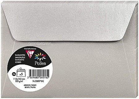 Plicuri invitatii - PLIC CLAIREFONTAINE C6 5/SET ARGINTIU 26076C