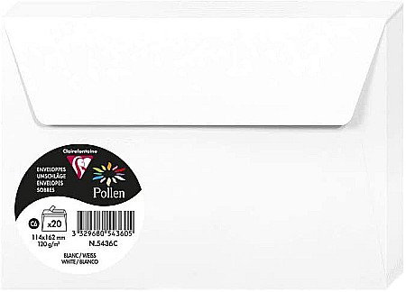 Plicuri invitatii - PLIC CLAIREFONTAINE C6 20/SET ALB 5436C