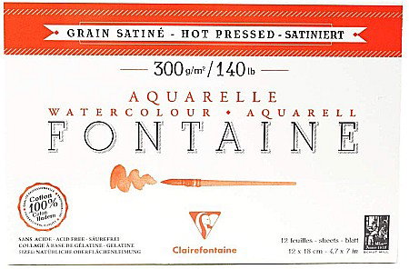 Blocuri de desen profesionale - CF BLOC AQUARELLE CLAIREFONTAINE 12*18CM 12F BUMBAC 300GR/M2 96348C