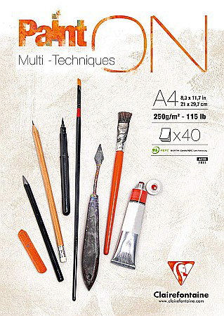 Blocuri de desen profesionale - CF BLOC DESEN A4 PAINT'ON 40F 250GR/m2 CLAIREFONTAINE MULTI-TECHNIQUE 96537C