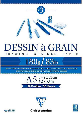 Blocuri de desen profesionale - CF BLOC DESEN A5 30F 180GR/m2 CLAIREFONTAINE DESSIN A GRAIN 96626C