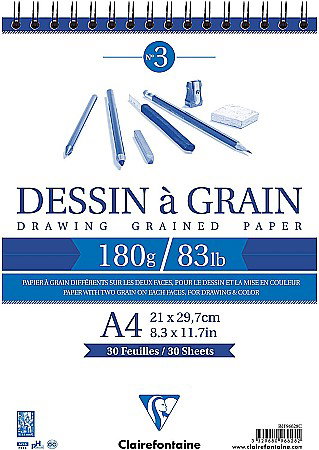 Blocuri de desen profesionale - CF BLOC DESEN A4 30F 180GR SPIRALAT CLAIREFONTAINE 96628C
