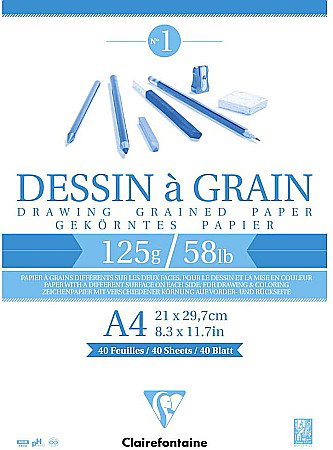 Blocuri de desen profesionale - CF BLOC DESEN A4 40F 125GR/m2 CLAIREFONTAINE DESSIN A GRAIN 96684C