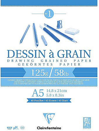 Blocuri de desen profesionale - CF BLOC DESEN A5 40F 125GR/m2 CLAIREFONTAINE DESSIN A GRAIN 96686C