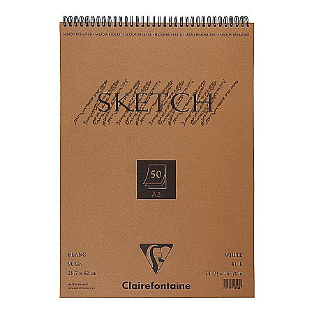 Blocuri de desen profesionale - CF BLOC SCHITE SPIRA A3 50F 90gr/m2 ALB CLAIREFONTAINE 96902C