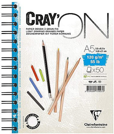 Blocuri de desen profesionale - CF BLOC DESEN A5 CRAY'ON 50F 120GR SPIRA CLAIREFONTAINE 975023C