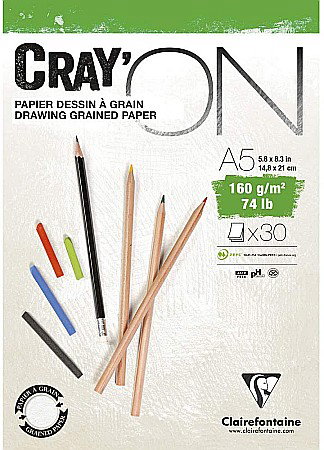 Blocuri de desen profesionale - CF BLOC DESEN A5 CRAY'ON 30F 160GR CLAIREFONTAINE 975026C