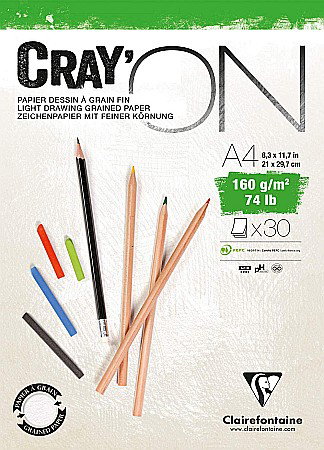 Blocuri de desen profesionale - CF BLOC DESEN A4 CRAY'ON 30F 160GR CLAIREFONTAINE 975027C