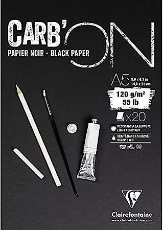 Blocuri de desen profesionale - CF BLOC DESEN A5 20F 120GR/m2 FOI NEGRE, Carb'ON CLAIREFONTAINE 975038C