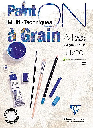 FINE ARTS&GRAPHICS - CF BLOC DESEN A4 PAINT'ON 20F 250GR/m2 CLAIREFONTAINE MULTI-TECHNIQUE 975049C